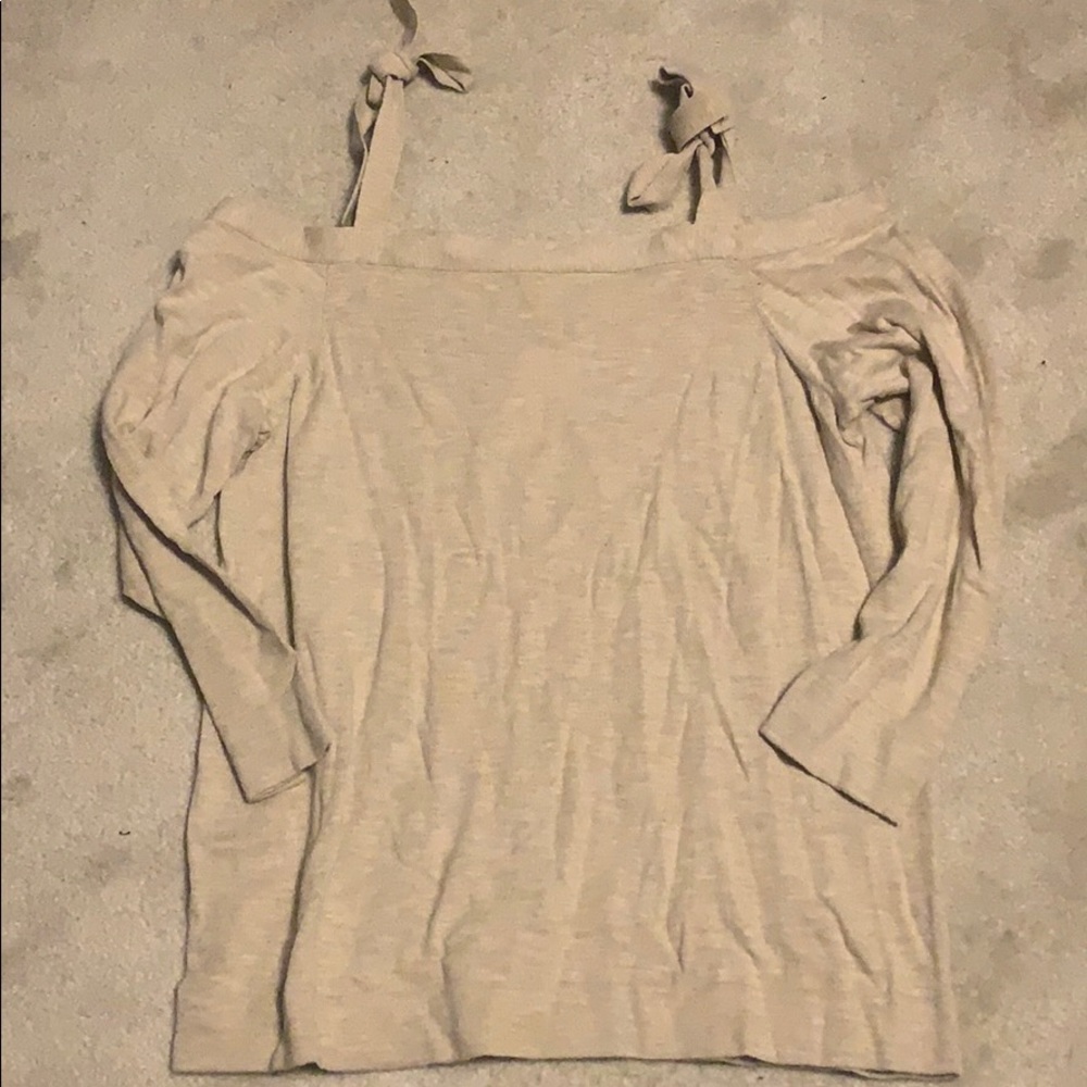 Tan cold shoulder sweater